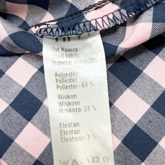 TIFFI Women’s Pink Blue Gingham Check Fit & Flare Short Sleeve Dress Size Small - Picture 8 of 9